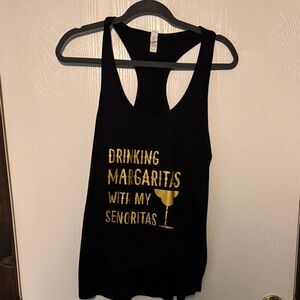 Black Tank Top with Gold Text